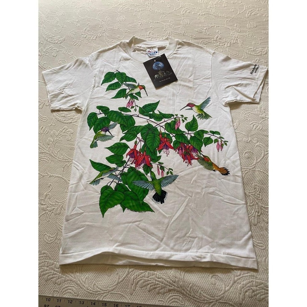 Vintage T shirt Hummingbird Flower Graphic 1992 Celebrate Life Single Stitch s66